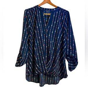 Lynn Ryan Blouse Women Size 1X Blue
